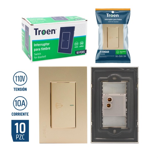 [A367-ETG-DB] 10-Pack Interruptor para Timbre TROEN
