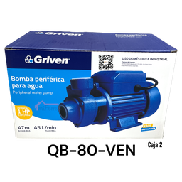 [QB-80-VEN] BOMBA PERIFERICA PARA AGUA 1HP GRIVEN