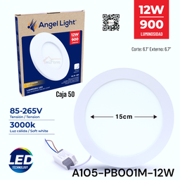 [A105-PB001M-12W] LAMPARA LED EMPOTRABLE ANGEL LIGHT REDONDA 12W 3000K