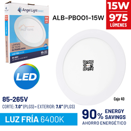 [ALB-PB001-15W] LAMPARA LED EMPOTRABLE REDONDA 15W ANGEL LIGHT BASIC