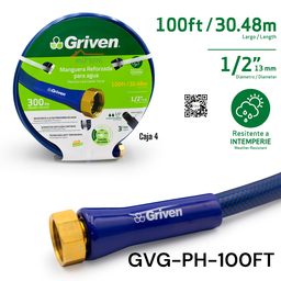 [GVG-PH-100FT] MANGUERA REFORZADA PARA AGUA 1/2 X 100FT GRIVEN